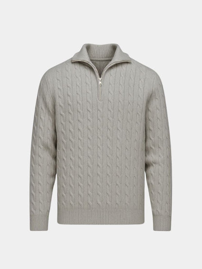 Cable Knit Sweater with Zip