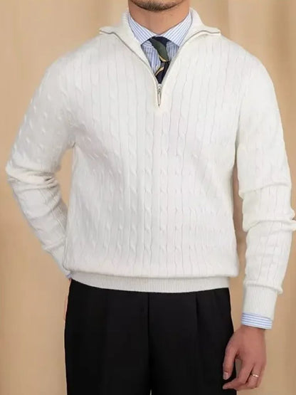 Cable Knit Sweater with Zip