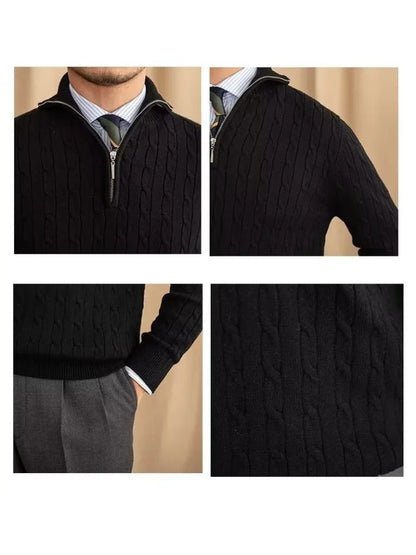 Cable Knit Sweater with Zip