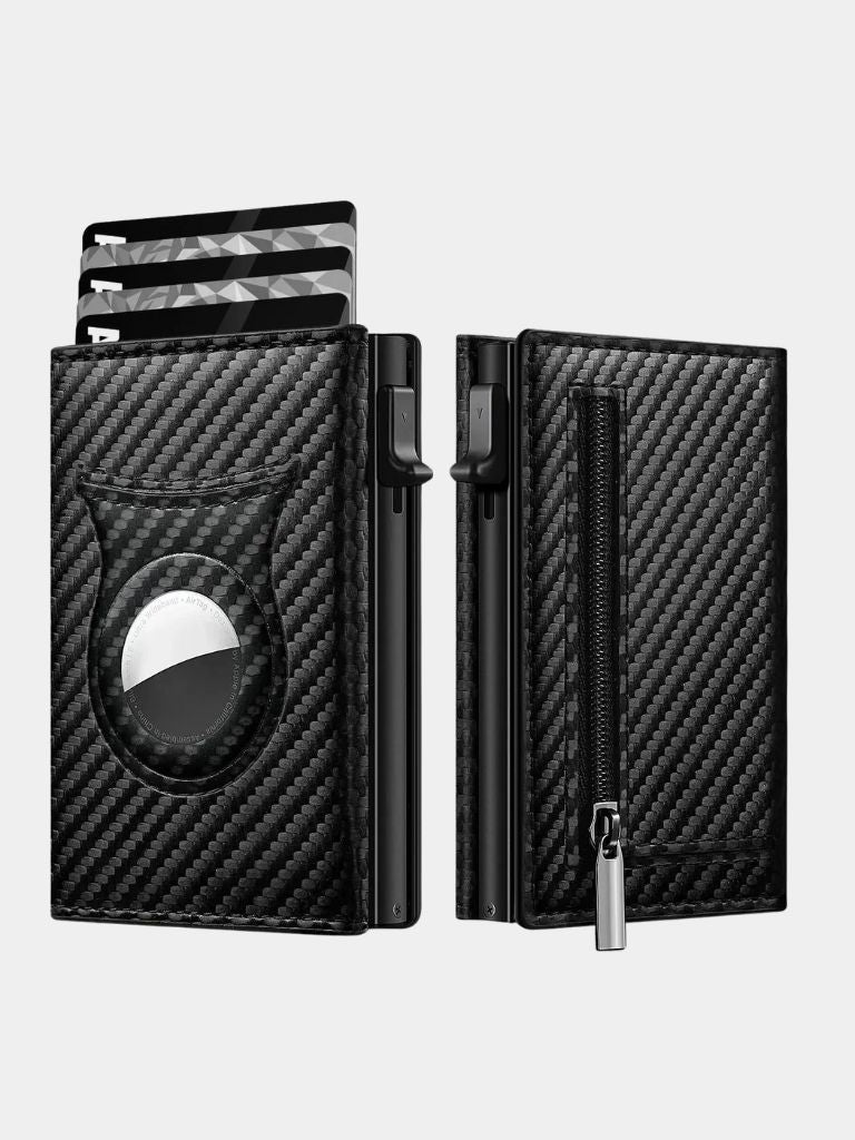 Carbon Fibre Wallet with Air Tag Holder and RFID Blocking