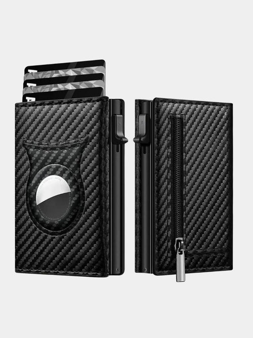 Carbon Fibre Wallet with Air Tag Holder and RFID Blocking