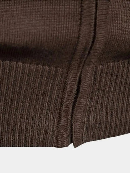 Cardigan Sweater with Zipper and Stand-Up Collar