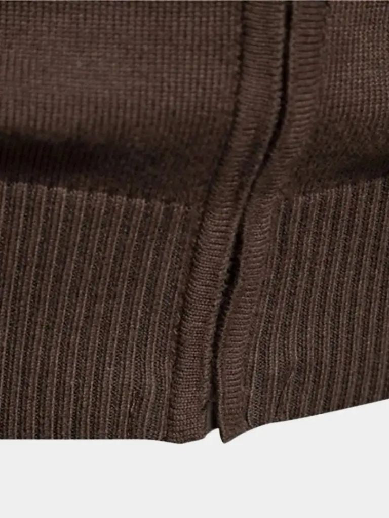 Cardigan Sweater with Zip and Stand-Up Collar