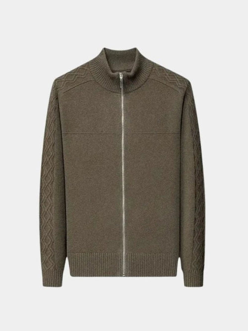 Cashmere Zip Sweater with Knitted Roll Neck