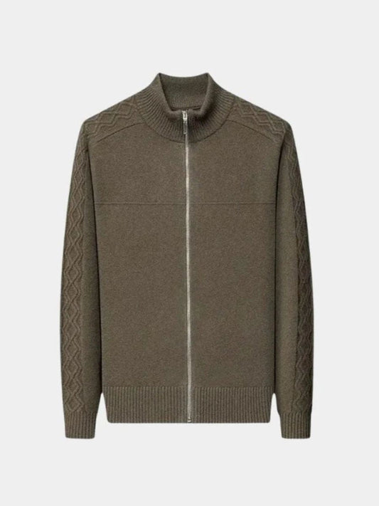 Cashmere Zip Sweater with Knitted Roll Neck