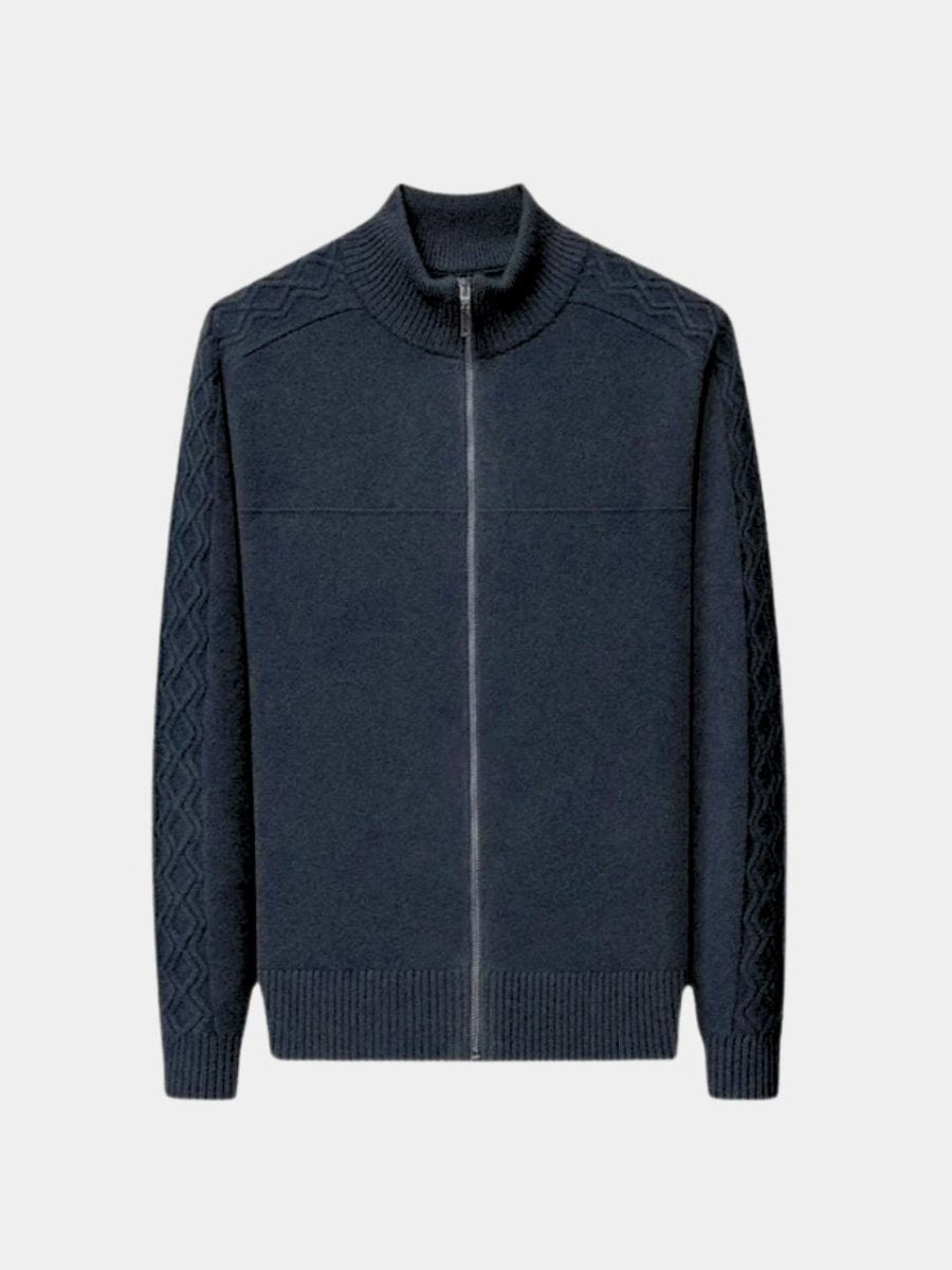 Cashmere Zip Sweater with Knitted Roll Neck