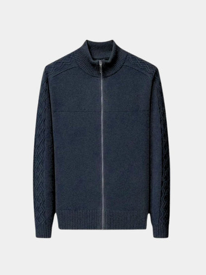 Cashmere Zip Sweater with Knitted Roll Neck
