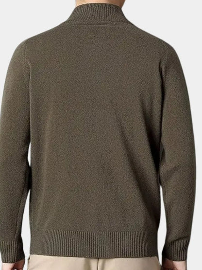 Cashmere Zip Sweater with Knitted Roll Neck