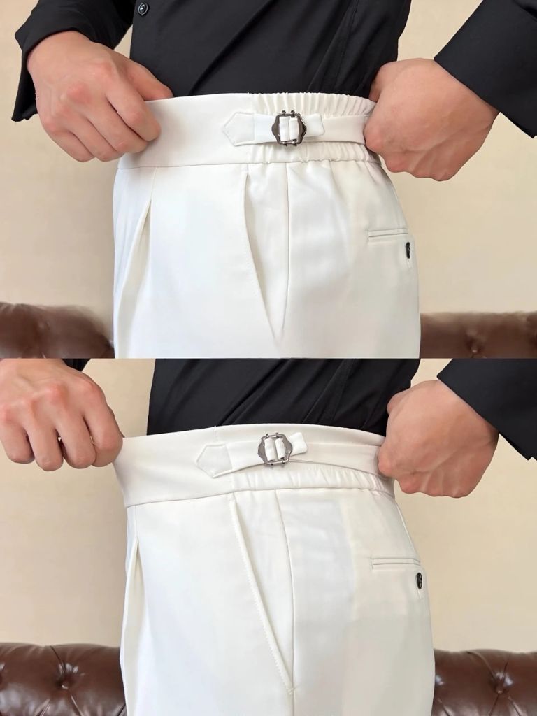 Classic Italian Stretch Trousers with Side Panels