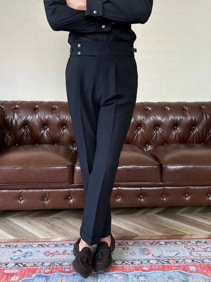Classic Italian Stretch Trousers with Side Panels