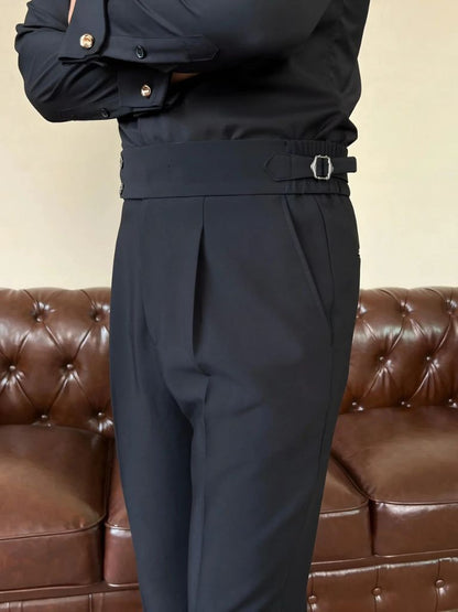 Classic Italian Stretch Trousers with Side Panels