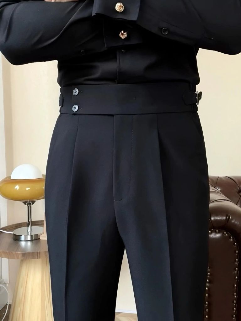 Classic Italian Stretch Trousers with Side Panels