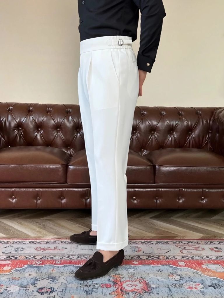Classic Italian Stretch Trousers with Side Panels