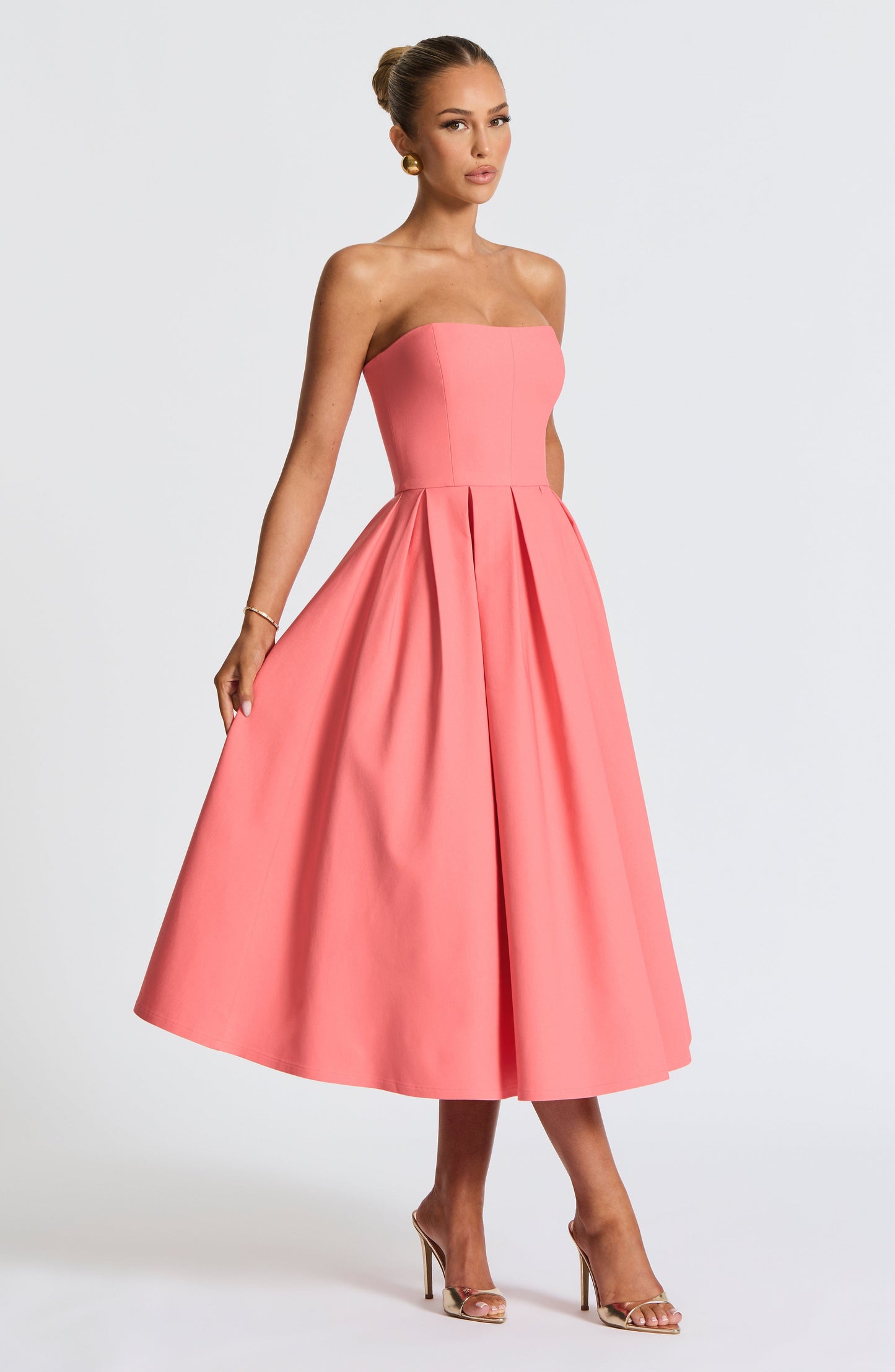 Edith Midi Dress - Pink Coral