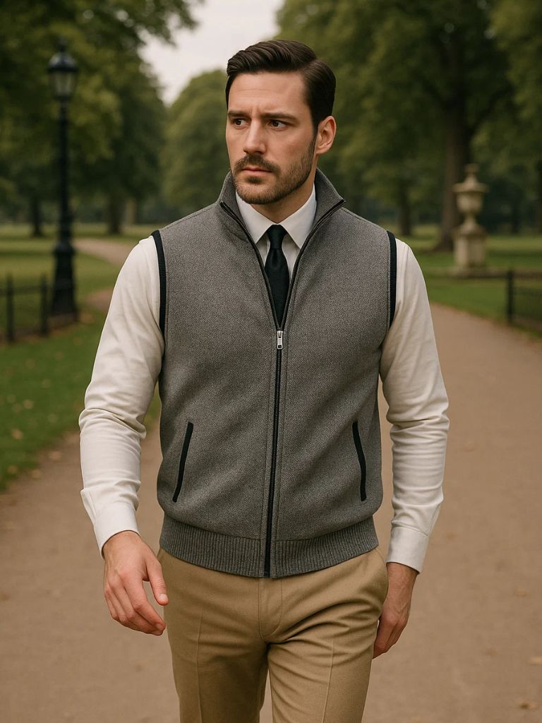 Elegant gilet with full zip