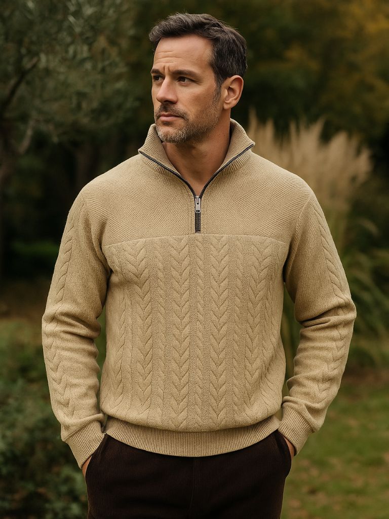 Essential Henley Pullover with Quarter Zip