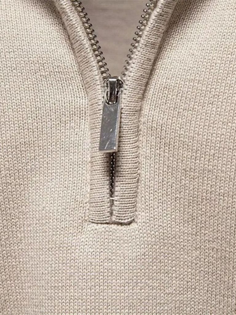Half-Zip Cardigan Sweater in Solid Colour