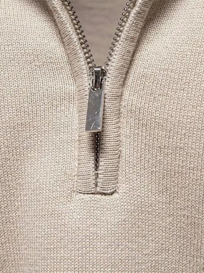 Half-Zip Cardigan Sweater in Solid Colour