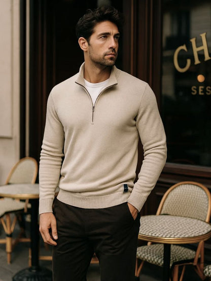 Half-Zip Cardigan Sweater in Solid Colour