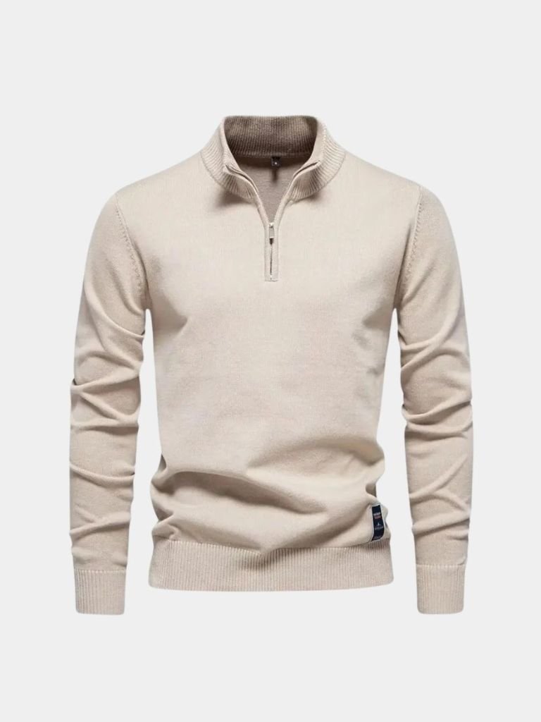 Half-Zip Cardigan Sweater in Solid Colour