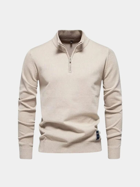 Half-Zip Cardigan Sweater in Solid Colour