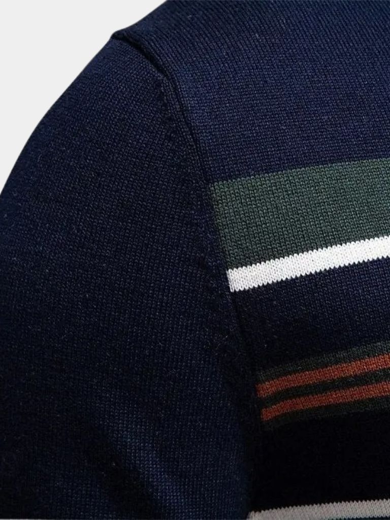 Striped Knit Sweater with Zip