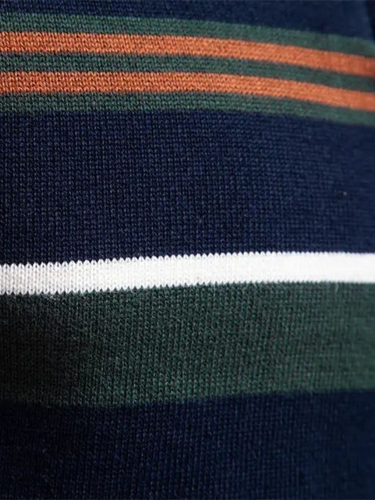 Striped Knit Sweater with Zip