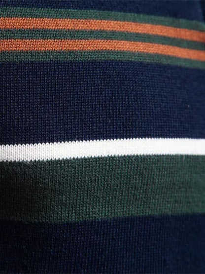 Striped Knit Sweater with Zip