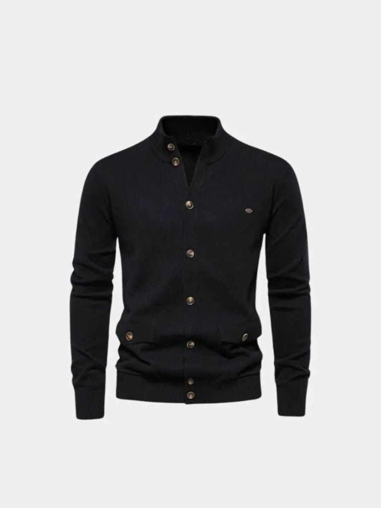 Cotton Long Standing Collar Sweater