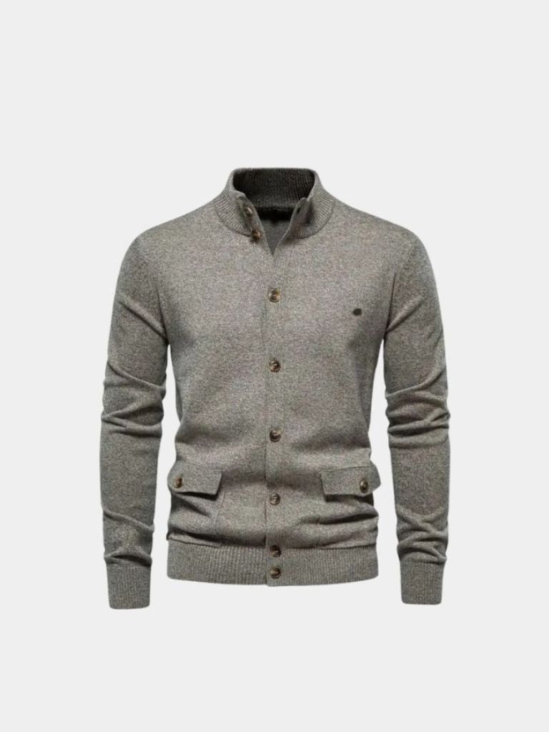 Cotton Long Standing Collar Sweater