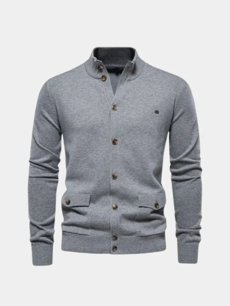 Cotton Long Standing Collar Sweater