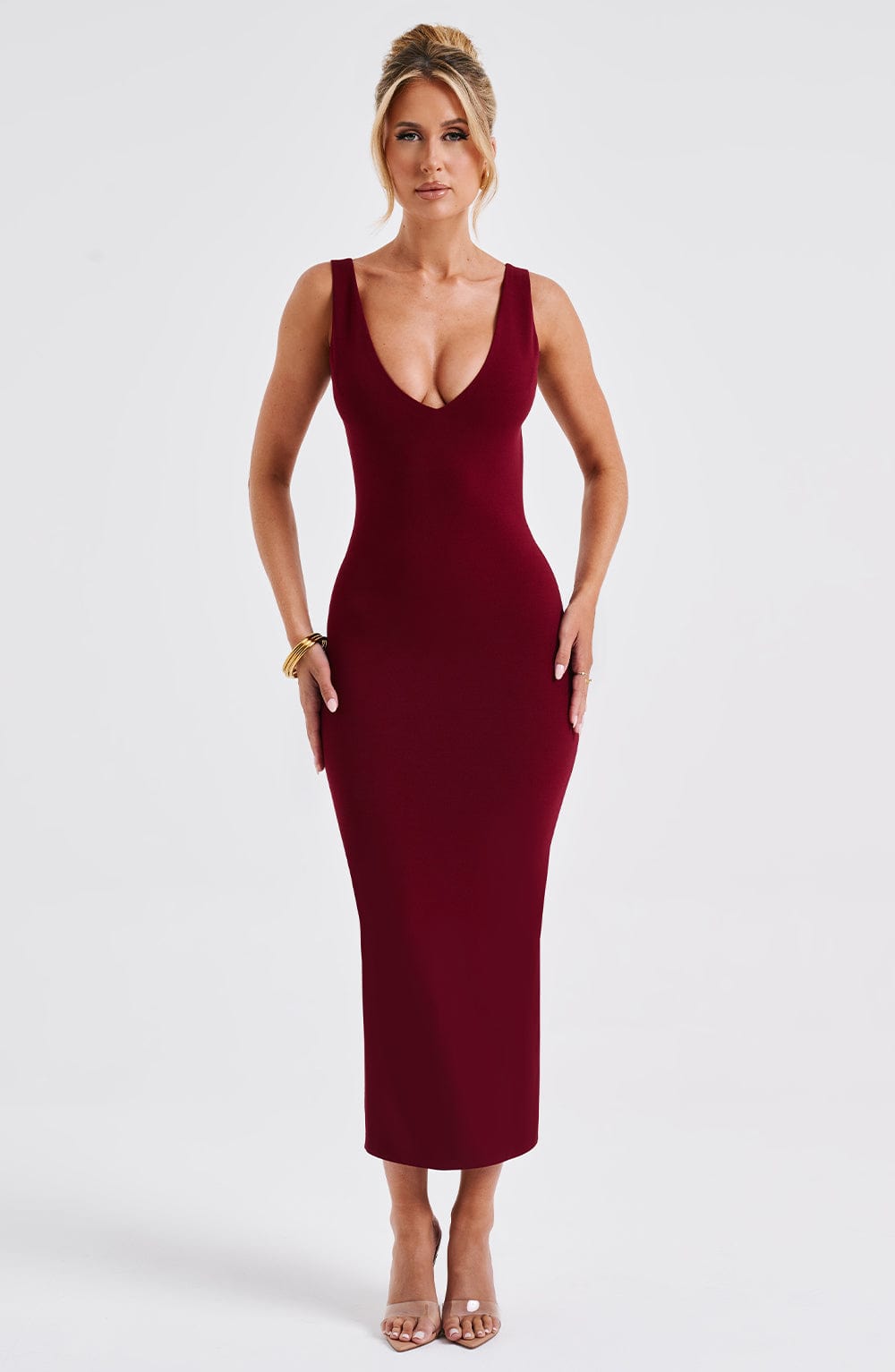 Lucinda Midi Dress - Bordeaux