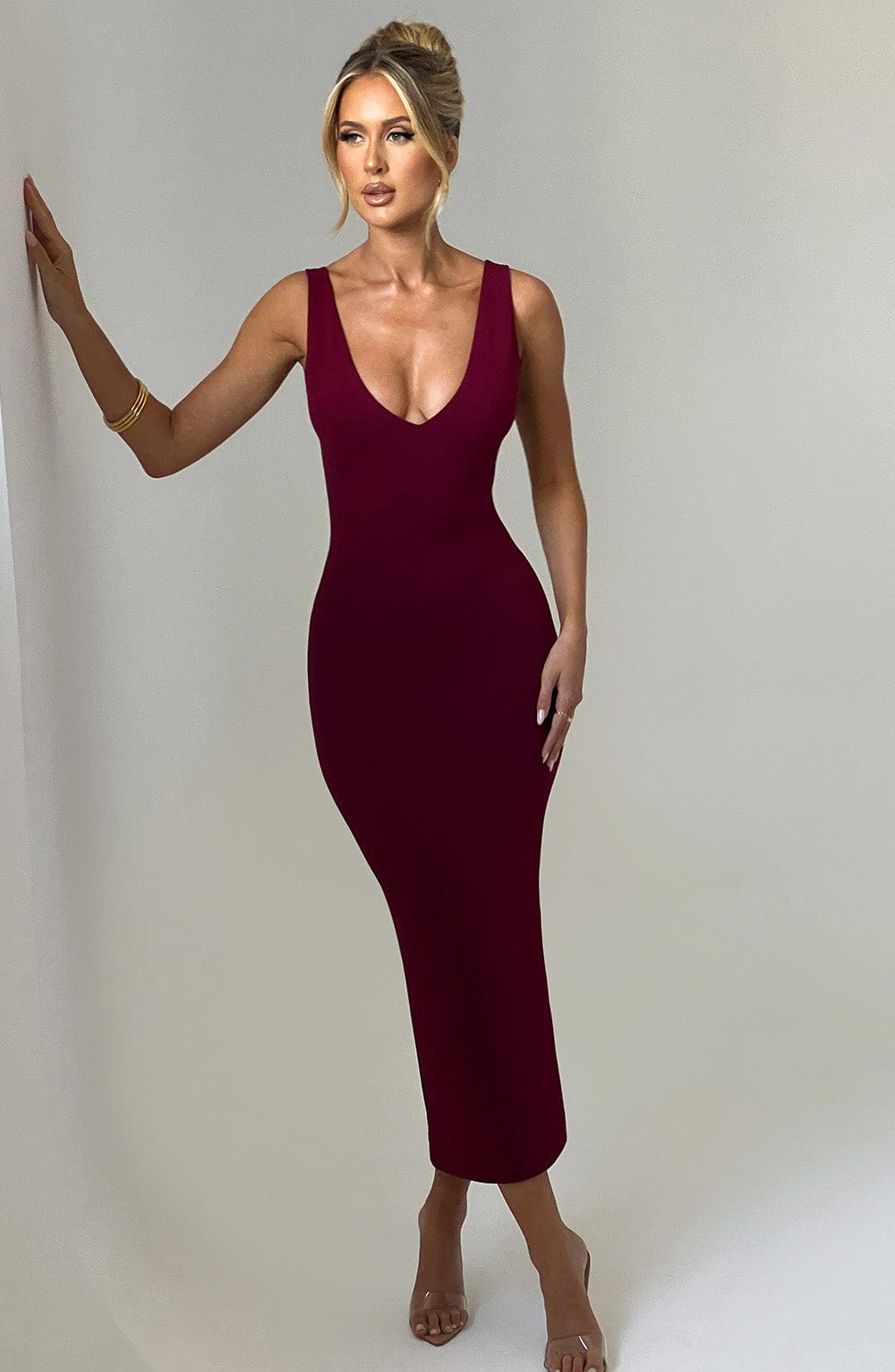 Lucinda Midi Dress - Bordeaux