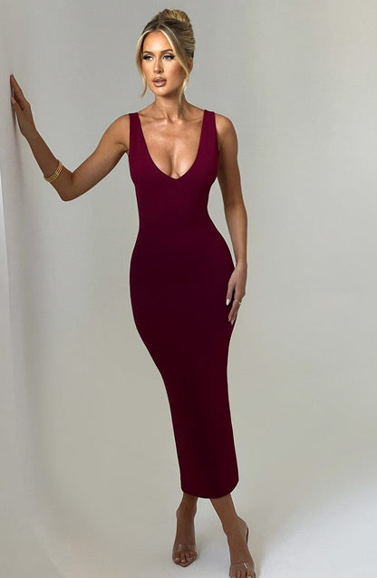 Lucinda Midi Dress - Bordeaux