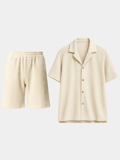 Minimalist Shorts and Shirt Set in Corduroy Fabric