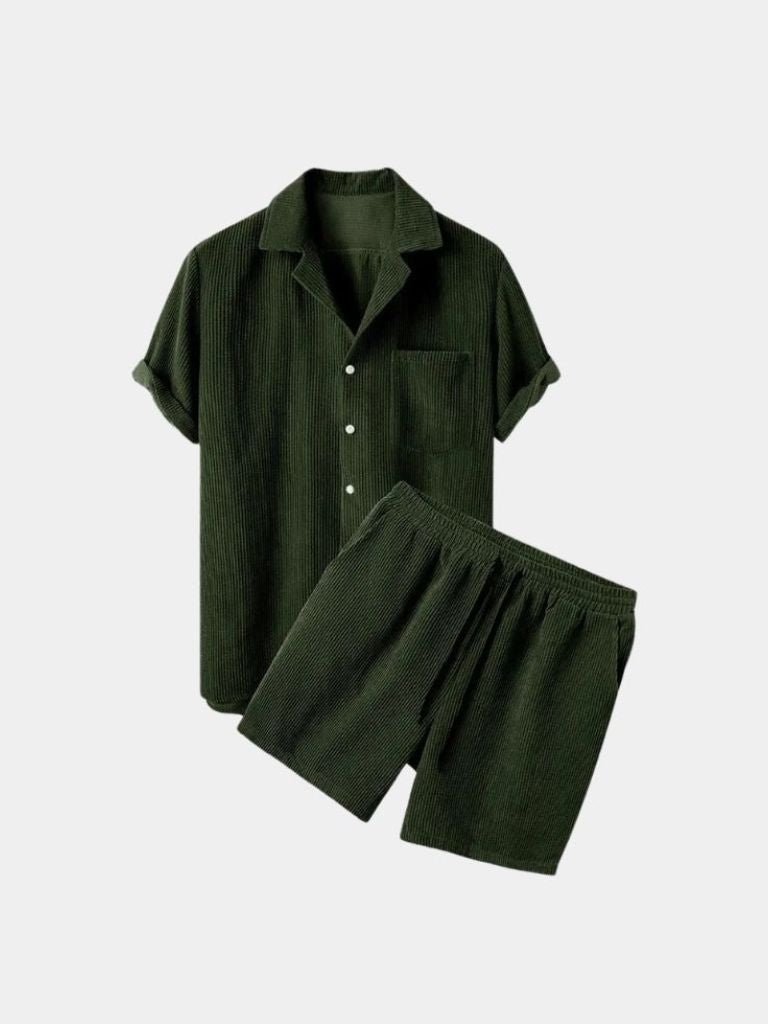 Minimalist Shorts and Shirt Set in Corduroy Material