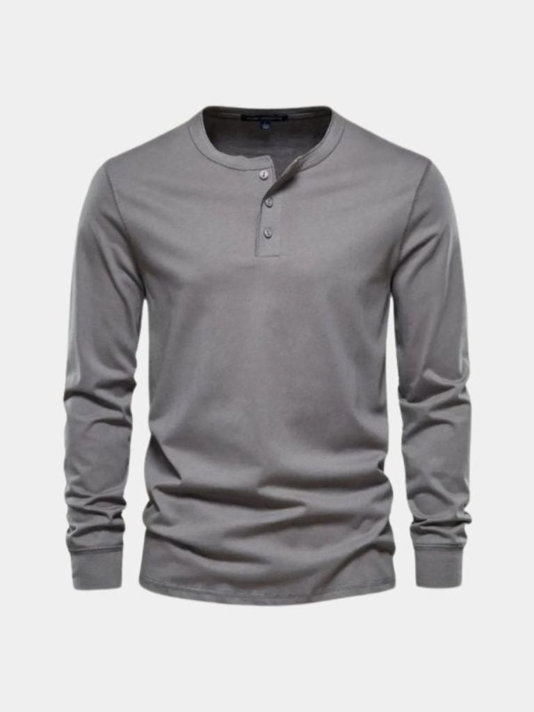 Minimalist Long Sleeve Henley T-Shirt