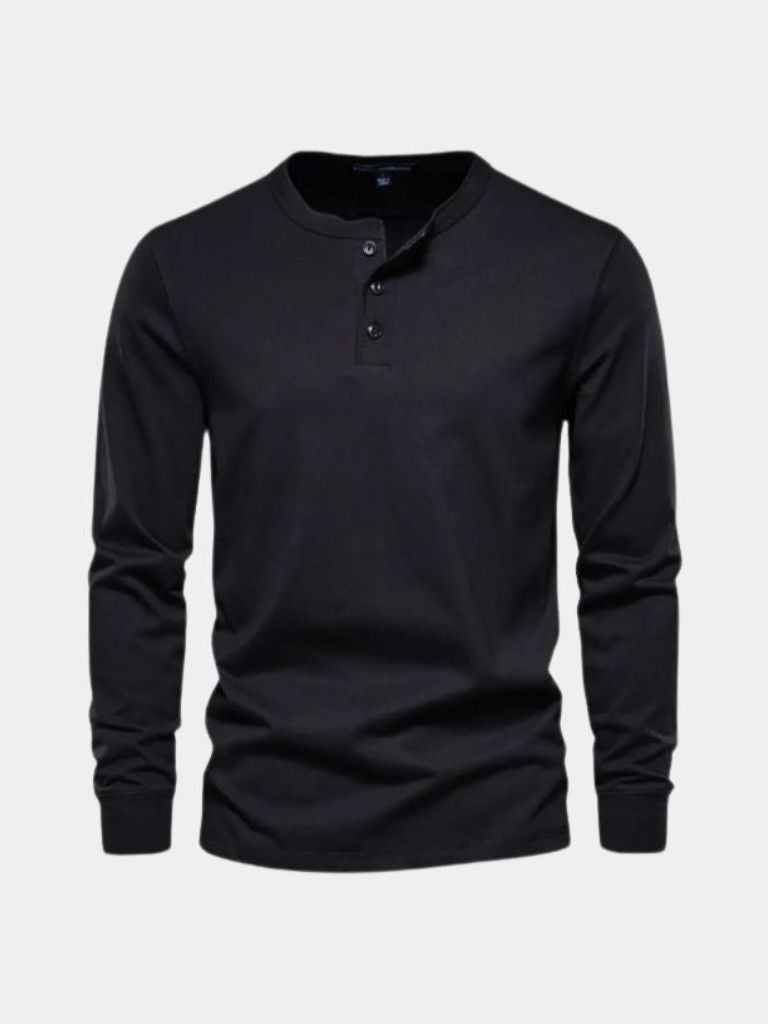 Minimalist Long Sleeve Henley T-Shirt