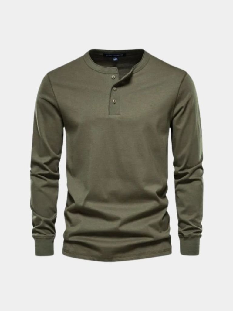 Minimalist Long Sleeve Henley T-Shirt