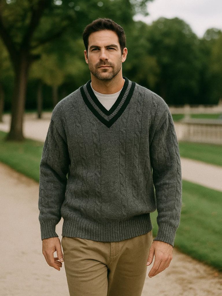 Minimalist Sweater with V-Neck