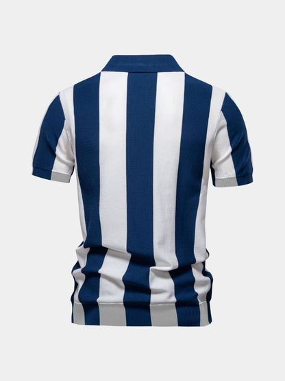 Navy Striped Polo