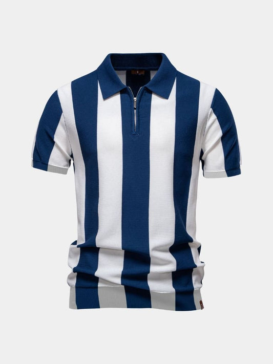 Navy Striped Polo