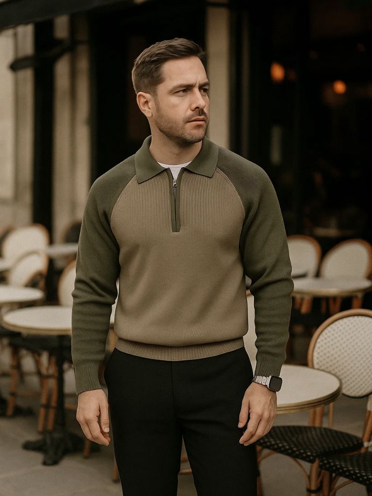 Raglan Sweater with Quarter Zip