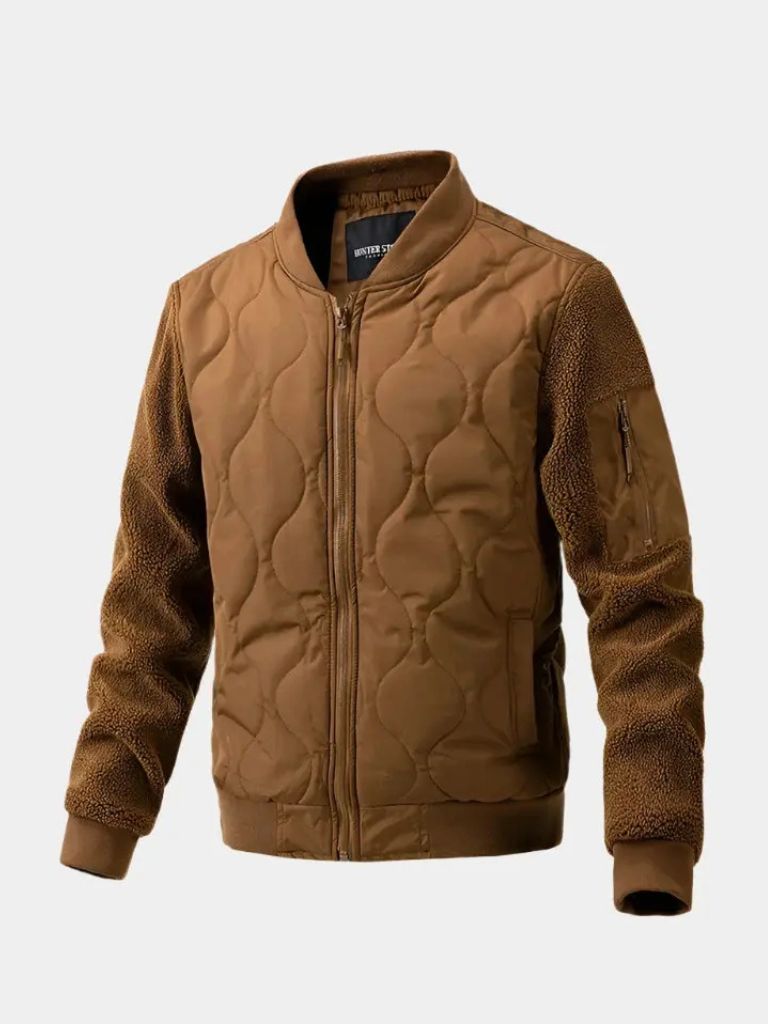 Padded Bomber Jacket with Sherpa Sleeves