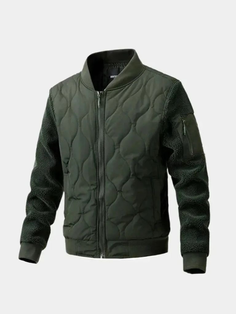 Padded Bomber Jacket with Sherpa Sleeves