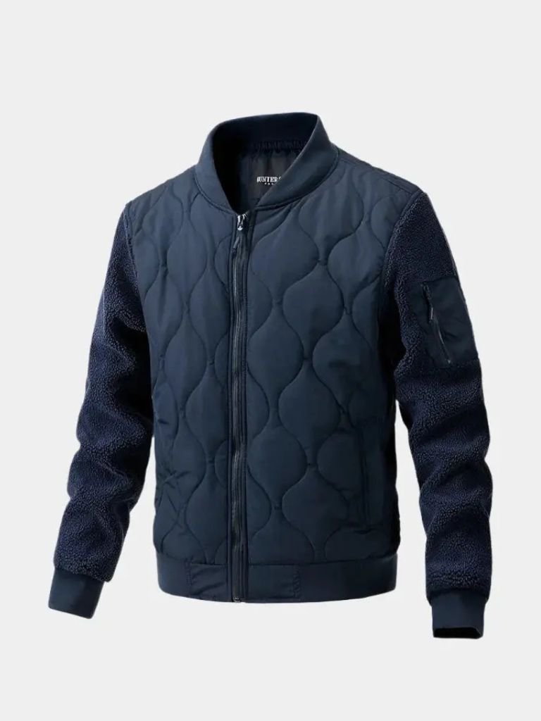 Padded Bomber Jacket with Sherpa Sleeves