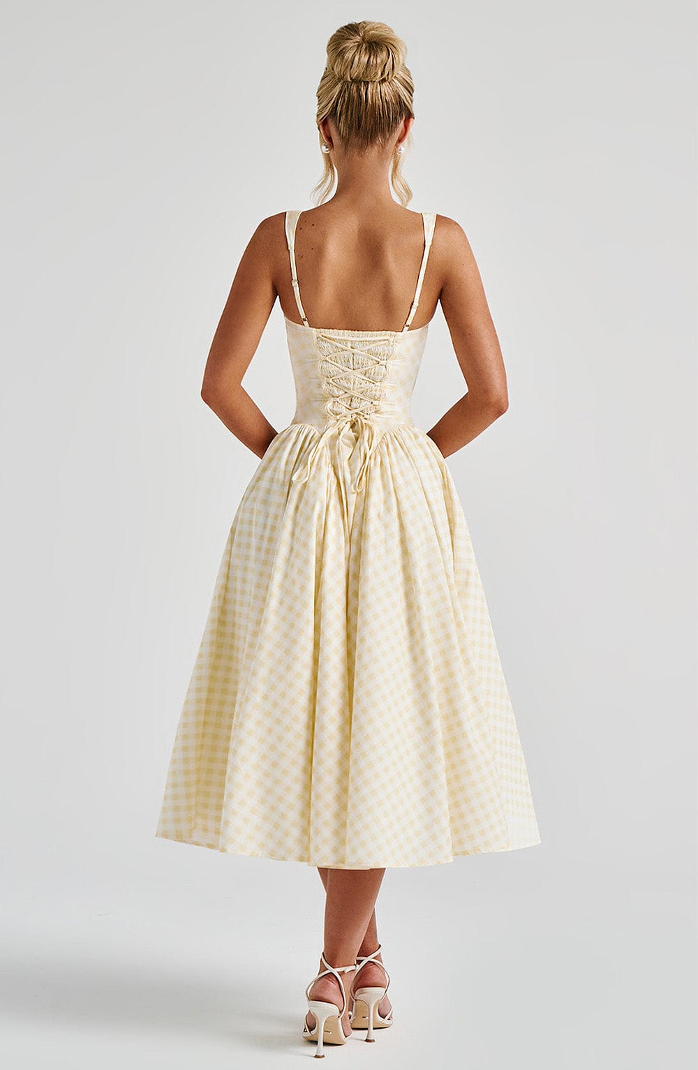 Sherrie Midi Dress - Lemon Vichy