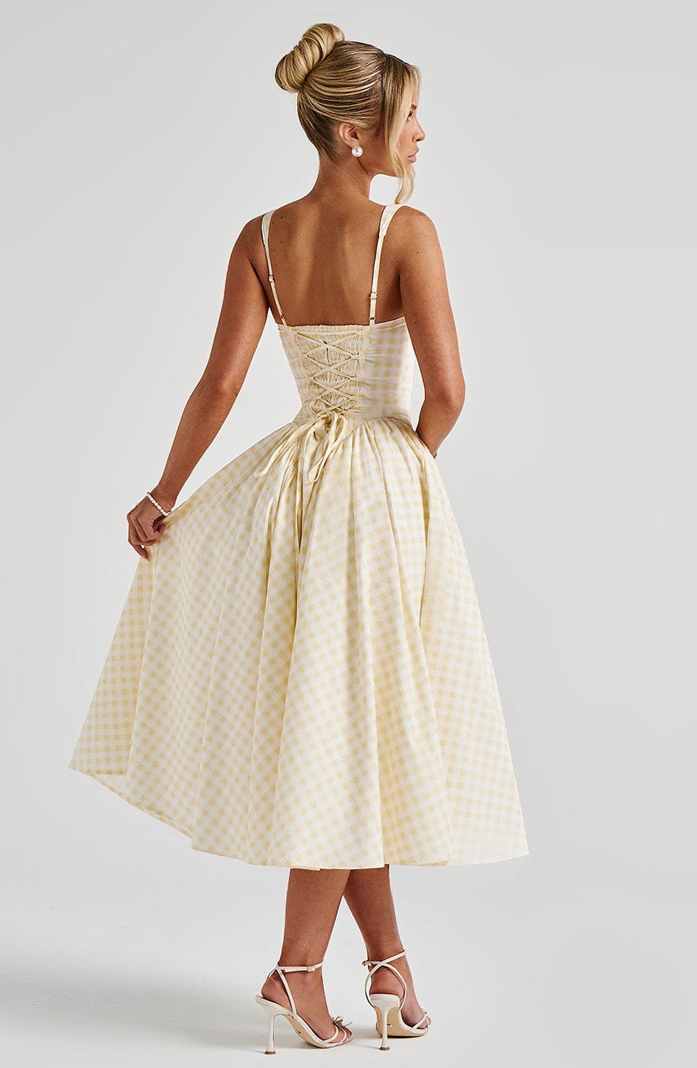 Sherrie Midi Dress - Lemon Vichy