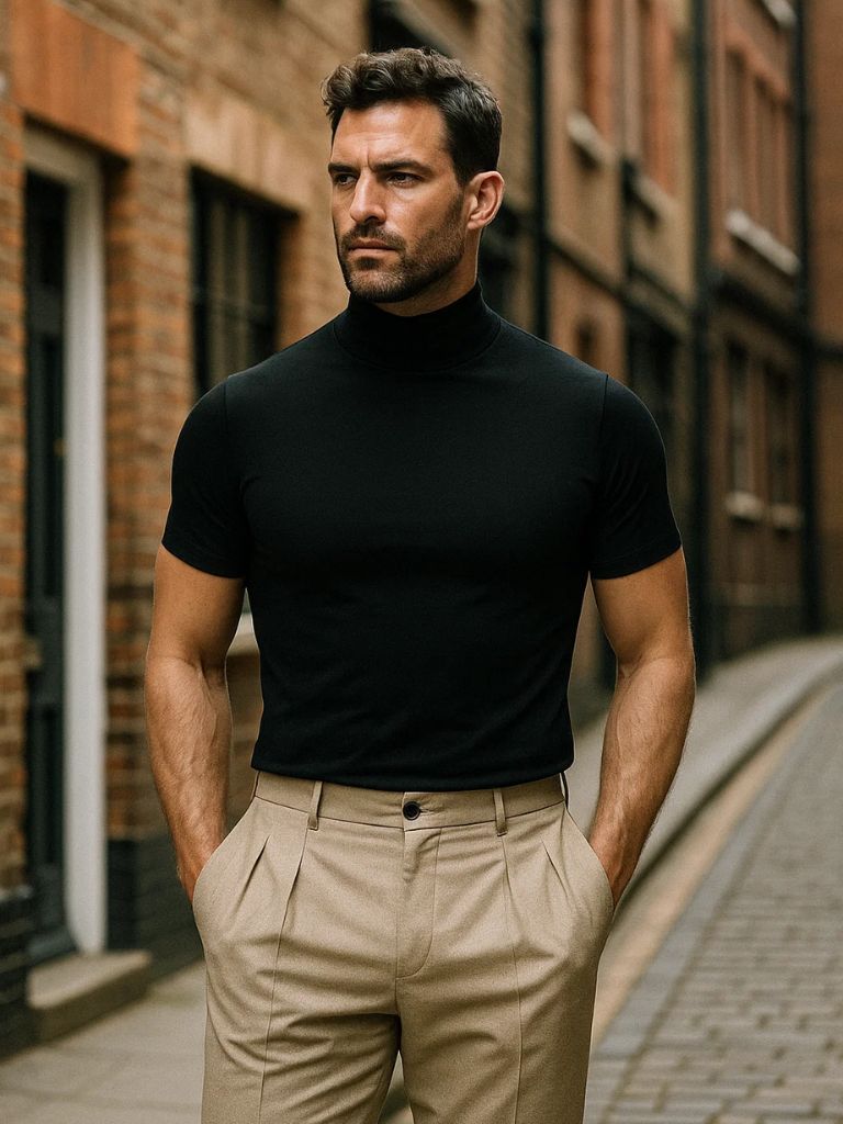 Solid Casual Turtleneck Top