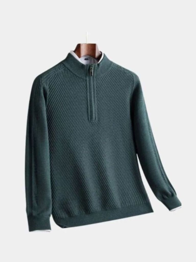 Wool Sweater Stripe Quarter Zip